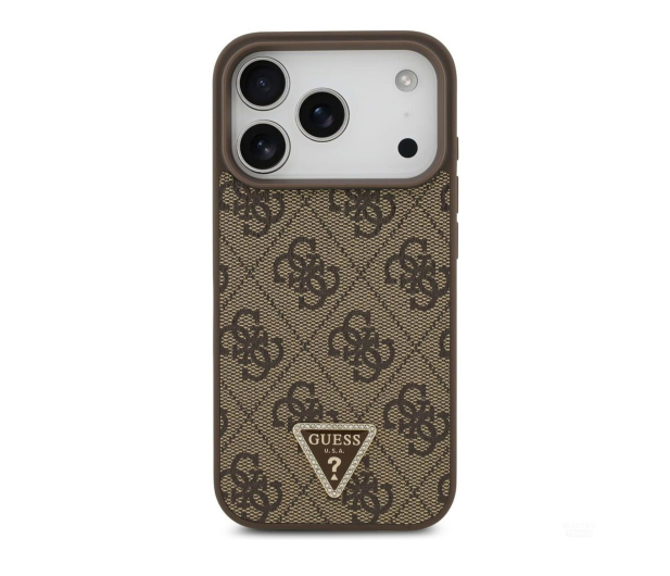 Guess Leather 4G Triangle Strass MagSafe do iPhone 17 Pro brązowy - 1365559 - zdjęcie 2